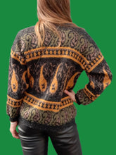 Charger l'image dans la galerie, Cardigan vintage Églantine - Imprimé Paisley scintillant. Taille L, 40, 42. Made in France