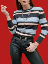 Charger l'image dans la galerie, Pull vintage Claire - A rayures. Taille S, 36, 38. Louis Féraud.