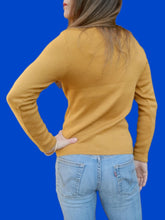 Charger l'image dans la galerie, Pull vintage Célia - Col montant boutonné. Moutarde. Taille S, 36, 38