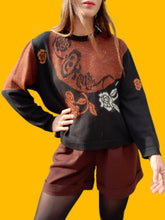 Charger l'image dans la galerie, Pull vintage Lina - Laine noir et marron. Taille L, 40, 42. Made in France.