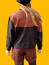 Charger l'image dans la galerie, Pull vintage Lina - Laine noir et marron. Taille L, 40, 42. Made in France.