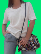 Charger l'image dans la galerie, Pull d'été vintage Célia - Col carré. Taille M, 38, 40. Fabriqué en France