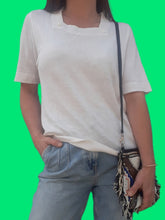 Charger l'image dans la galerie, Pull d'été vintage Célia - Col carré. Taille M, 38, 40. Fabriqué en France