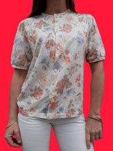 Charger l'image dans la galerie, Cardigan vintage Anissa - Imprimé floral pastel. Taille M, 38, 40. Fabriqué en France
