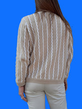 Charger l'image dans la galerie, Cardigan vintage Lola. Torsades beiges et blanches. Taille M, 38, 40. Fabriqué en France