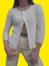 Charger l'image dans la galerie, Cardigan vintage Anne - Mailles ajourées. Taille S, 36, 38