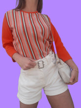 Charger l'image dans la galerie, Polo vintage Marielle - Rayé. Orange et blanc .Taille M, 38, 40
