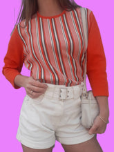 Charger l'image dans la galerie, Polo vintage Marielle - Rayé. Orange et blanc .Taille M, 38, 40