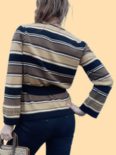Charger l'image dans la galerie, Cache-cœur "Seconde" Zoé - Pierre Balmain. A rayures marrons et beiges. Taille L, 40, 42