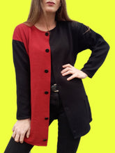 Charger l'image dans la galerie, Cardigan vintage Maddie - Color block. Taille M, 36 38. Fabriqué en France