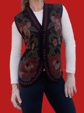 Charger l'image dans la galerie, Gilet vintage Billie - Broderies florales. Taille M, 36, 38. Fabriqué en France