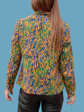 Charger l'image dans la galerie, Chemisier vintage Maureen - Imprimé zébré sauvage. Taille M, 38, 40. Gévana. Made in France.