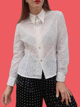 Charger l'image dans la galerie, Chemisier vintage Melissa - Guipure blanc. Taille S, 36, 38.