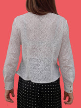 Charger l'image dans la galerie, Chemisier vintage Melissa - Guipure blanc. Taille S, 36, 38.