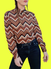 Charger l'image dans la galerie, Chemisier vintage Marina - Zigzag. Taille S, 36, 38. Yessica.