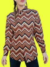 Charger l'image dans la galerie, Chemisier vintage Marina - Zigzag. Taille S, 36, 38. Yessica.