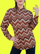 Charger l'image dans la galerie, Chemisier vintage Marina - Zigzag. Taille S, 36, 38. Yessica.