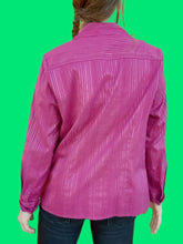 Charger l'image dans la galerie, Chemisier vintage Peggy - Fuchsia à rayures irisées. Taille M, 38, 40.