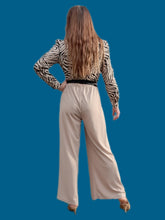 Charger l'image dans la galerie, Pantalon vintage Sandra - Palazzo beige. Taille M, 38, 40. Mariella Gelli