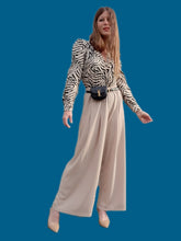 Charger l'image dans la galerie, Pantalon vintage Sandra - Palazzo beige. Taille M, 38, 40. Mariella Gelli