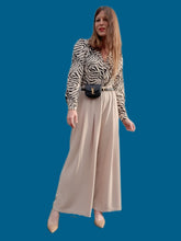 Charger l'image dans la galerie, Pantalon vintage Sandra - Palazzo beige. Taille M, 38, 40. Mariella Gelli