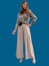 Charger l'image dans la galerie, Pantalon vintage Sandra - Palazzo beige. Taille M, 38, 40. Mariella Gelli