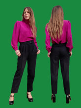 Charger l'image dans la galerie, Pantalon vintage Hélènéa - Noir à large ceinture. Taille S, 36, 38. Emmanueli Paris. Made in France