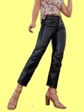 Charger l'image dans la galerie, Pantalon vintage Aude - Cuir d'agneau noir. Taille S, 36, 38.
