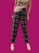 Charger l'image dans la galerie, Pantalon vintage Nora - Tartan bleu marine. Taille L, 40, 42.