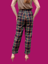 Charger l'image dans la galerie, Pantalon vintage Nora - Tartan bleu marine. Taille L, 40, 42.