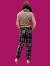 Charger l'image dans la galerie, Pantalon vintage Nora - Tartan bleu marine. Taille L, 40, 42.