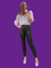 Charger l'image dans la galerie, Pantalon vintage Jordanne - Simili cuir noir. Taille XS, 34, 36.