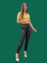 Charger l'image dans la galerie, Pantalon vintage Géorgia - Similicuir noir. Taille M, 38, 40. Karting. Made in France.