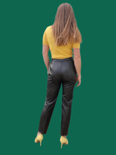 Charger l'image dans la galerie, Pantalon vintage Géorgia - Similicuir noir. Taille M, 38, 40. Karting. Made in France.