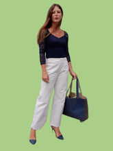 Charger l'image dans la galerie, Pantalon marin vintage Marina - Coton - A pont. Taille M, 38, 40. Made in France