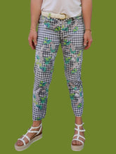 Charger l'image dans la galerie, Pantalon vintage Paule - Carreaux vichy et imprimé floral. Taille M, 38, 40. Fabriqué en France