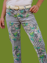 Charger l'image dans la galerie, Pantalon vintage Paule - Carreaux vichy et imprimé floral. Taille M, 38, 40. Fabriqué en France