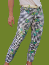 Charger l'image dans la galerie, Pantalon vintage Paule - Carreaux vichy et imprimé floral. Taille M, 38, 40. Fabriqué en France