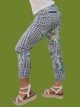 Charger l'image dans la galerie, Pantalon vintage Paule - Carreaux vichy et imprimé floral. Taille M, 38, 40. Fabriqué en France