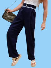 Charger l'image dans la galerie, Pantalon vintage Thélma - Taille haute esprit Marin. Taille S, 36, 38