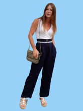 Charger l'image dans la galerie, Pantalon vintage Thélma - Taille haute esprit Marin. Taille S, 36, 38