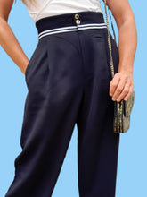 Charger l'image dans la galerie, Pantalon vintage Thélma - Taille haute esprit Marin. Taille S, 36, 38