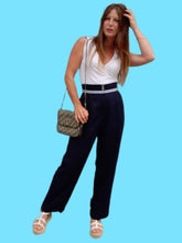 Charger l'image dans la galerie, Pantalon vintage Thélma - Taille haute esprit Marin. Taille S, 36, 38