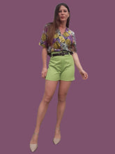 Charger l'image dans la galerie, Short vintage. Vert Anis. Taille haute. S, 36, 38