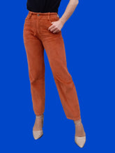Charger l'image dans la galerie, Pantalon vintage Françoise - Salut les copains. Velours côtelé brique. Taille XS, 34, 36