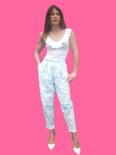 Charger l'image dans la galerie, Pantalon vintage Mélia - Coton fleuri. Taille M, 36, 38. Fabriqué en France