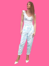 Charger l'image dans la galerie, Pantalon vintage Mélia - Coton fleuri. Taille M, 36, 38. Fabriqué en France