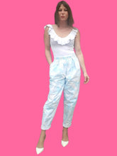 Charger l'image dans la galerie, Pantalon vintage Mélia - Coton fleuri. Taille M, 36, 38. Fabriqué en France