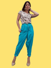 Charger l'image dans la galerie, Pantalon vintage Romy - Bleu turquoise. Coupe XXL.Taille S, 36, 38. Fabriqué en France