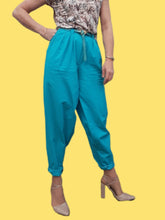 Charger l'image dans la galerie, Pantalon vintage Romy - Bleu turquoise. Coupe XXL.Taille S, 36, 38. Fabriqué en France